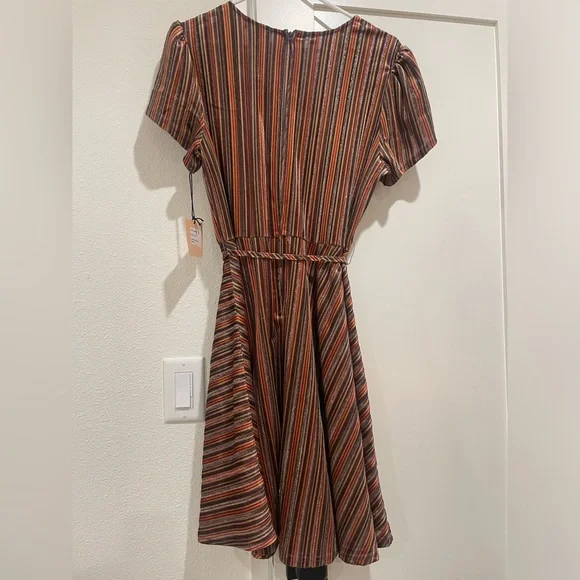 NWT Smak Parlour Striped Multicolor V-Neck Dress - Picture 5 of 5